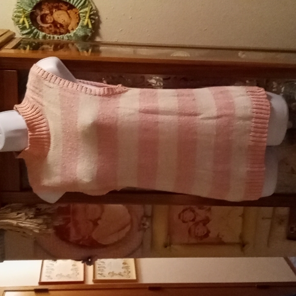 Vintage 80's,Pink & White Striped,Lightweight,TurtleNeck Summer Knit  Top💕 - Picture 1 of 8